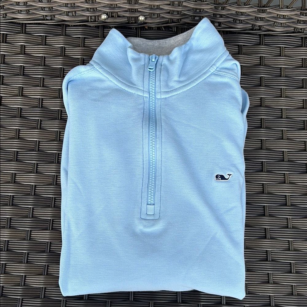 Men’s Vineyard Vines Light Blue Quarter-Zip Pullover, Medium